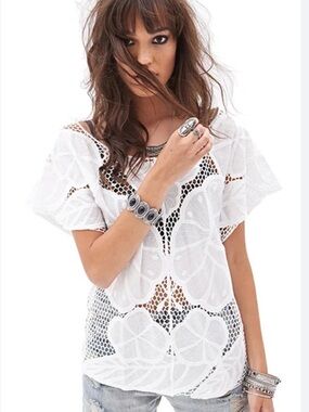 Cotton Lace Mesh Top. Size: S/M. Excellent condition